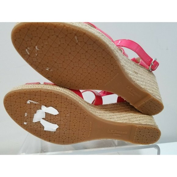 L.K. Bennett London women Wedge Sandals Priya Peep Toe Espadrille pink 9 39.5 - Picture 7 of 9